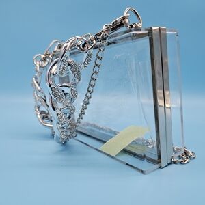 Silver Chain Clear Acrylic Clutch